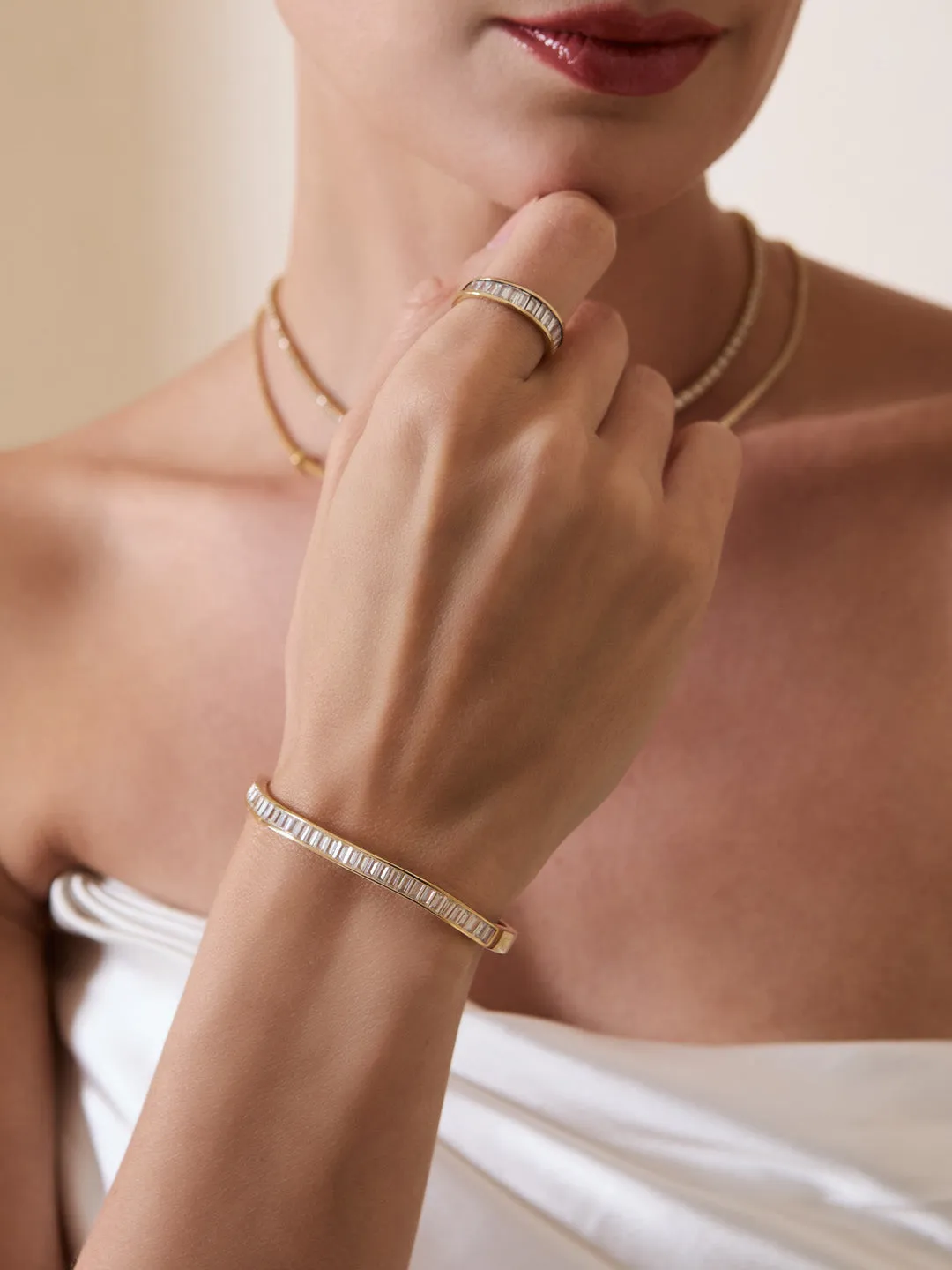 Wave Baguette 14K Gold Vermeil Bangle sold by Wanderlust and Co product image thumbnail 2