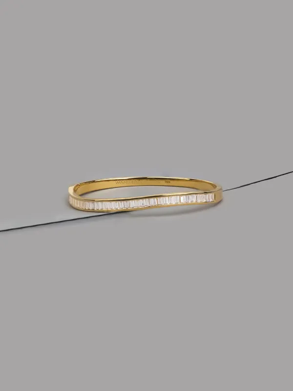 Wave Baguette 14K Gold Vermeil Bangle sold by Wanderlust and Co