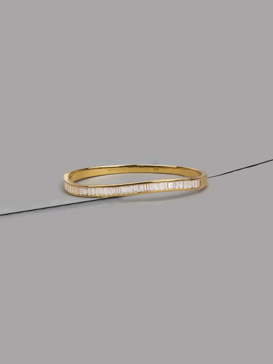 Wave Baguette 14K Gold Vermeil Bangle sold by Wanderlust and Co