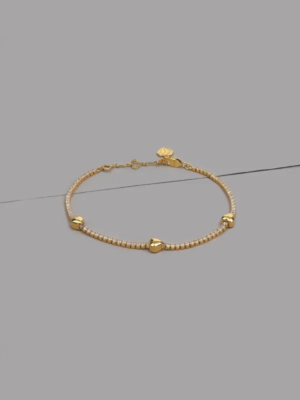 Heart Pave 14K Gold Vermeil Petite Tennis Bracelet sold by Wanderlust and Co