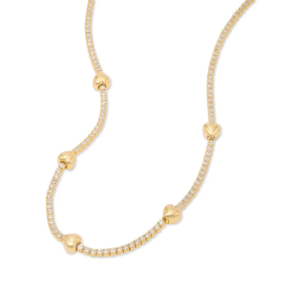 Heart Pave 14K Gold Vermeil Petite Tennis Necklace sold by Wanderlust and Co product image thumbnail 5