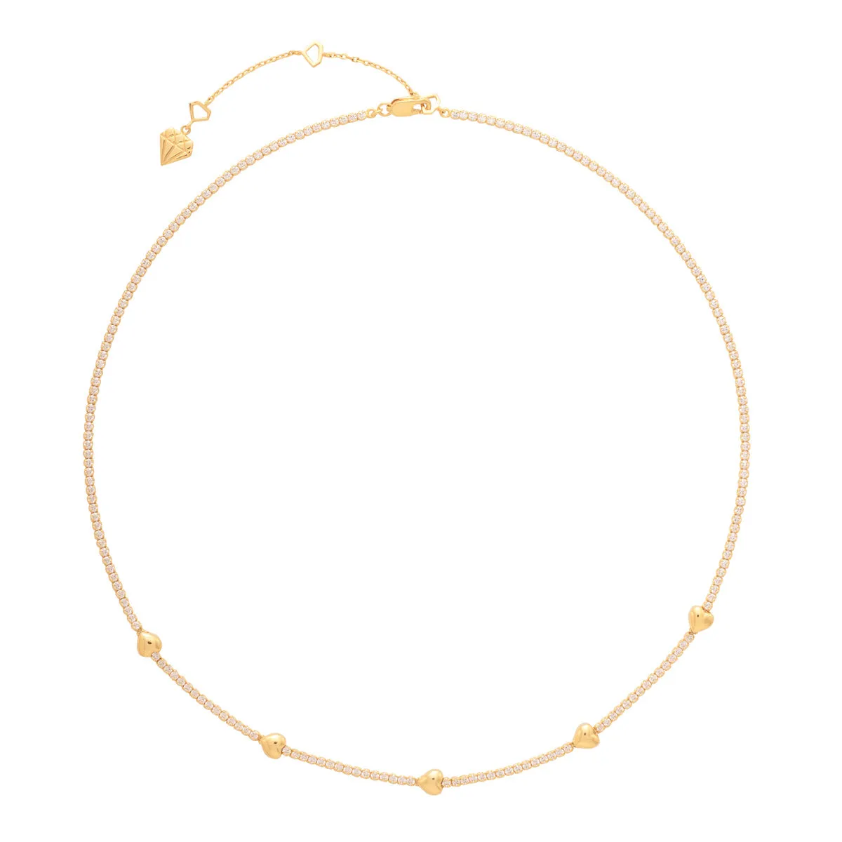 Heart Pave 14K Gold Vermeil Petite Tennis Necklace sold by Wanderlust and Co product image thumbnail 3