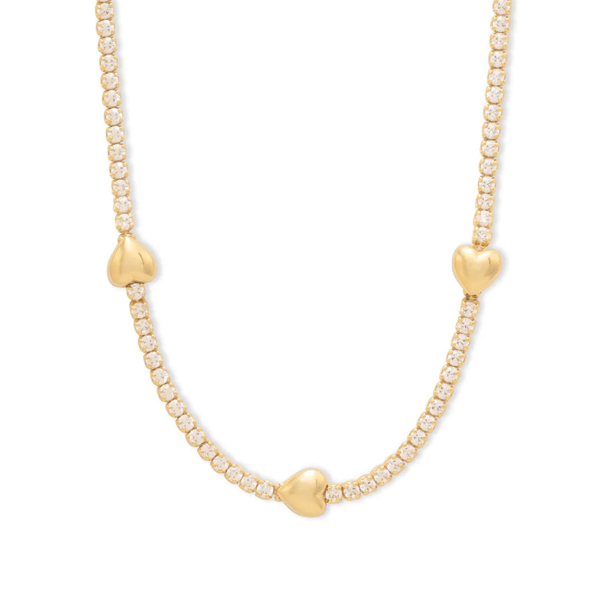 Heart Pave 14K Gold Vermeil Petite Tennis Necklace sold by Wanderlust and Co product image thumbnail 4