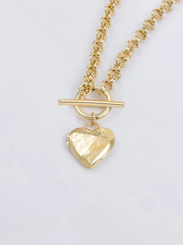 Honor Heart Mantra Gold Locket Necklace sold by Wanderlust and Co