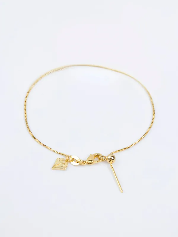 Gold Sliding Box Chain Bracelet sold by Wanderlust and Co