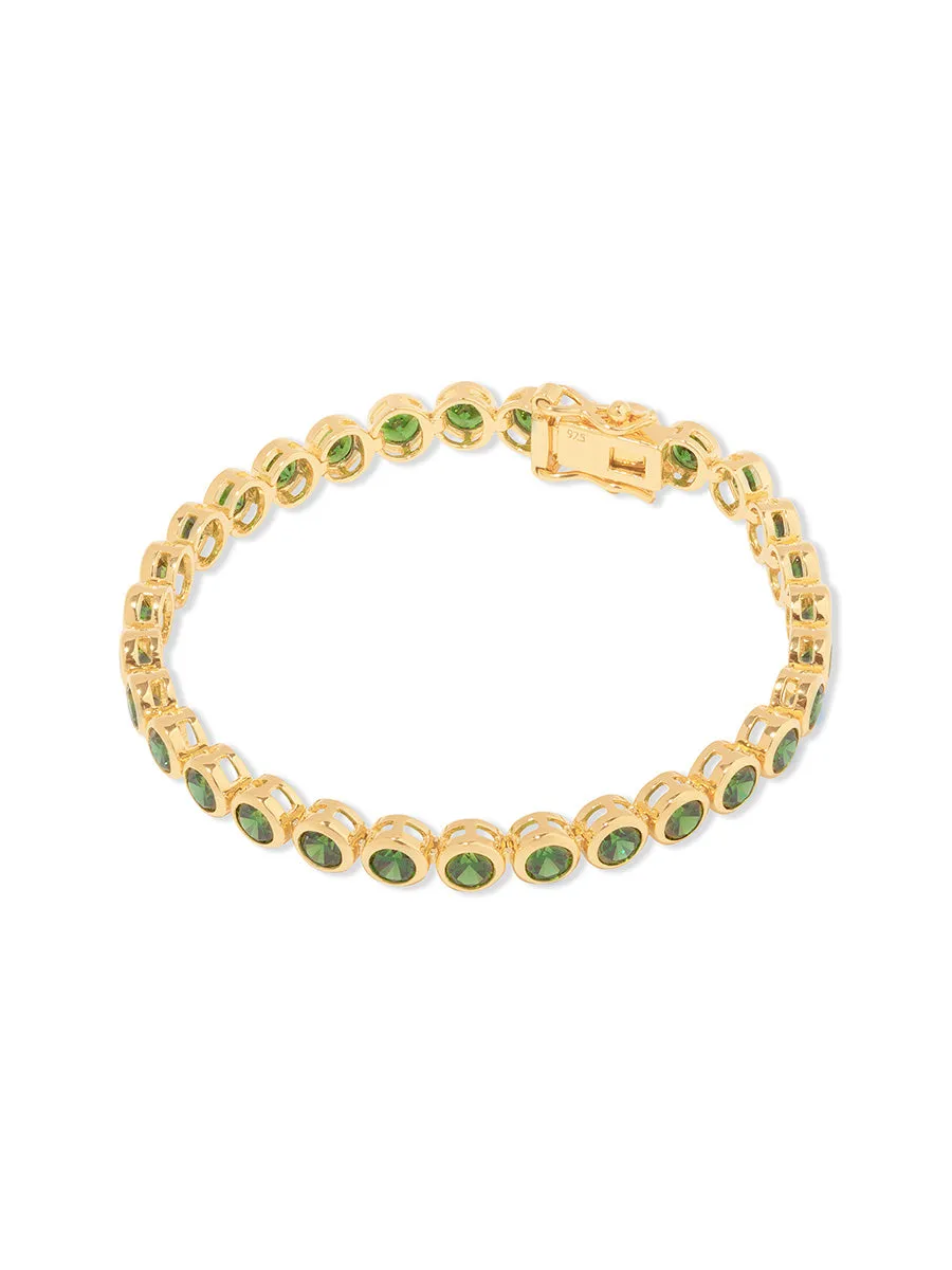 Pave 14K Gold Vermeil Emerald Bezel Tennis Bracelet sold by Wanderlust and Co product image thumbnail 3