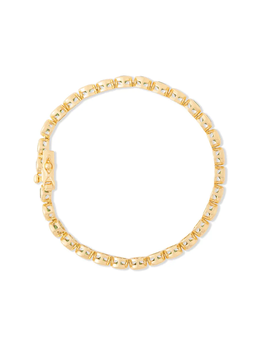 Pave 14K Gold Vermeil Emerald Bezel Tennis Bracelet sold by Wanderlust and Co product image thumbnail 4
