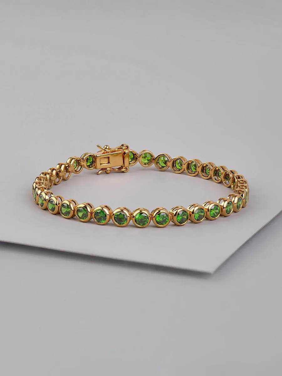 Pave 14K Gold Vermeil Emerald Bezel Tennis Bracelet sold by Wanderlust and Co