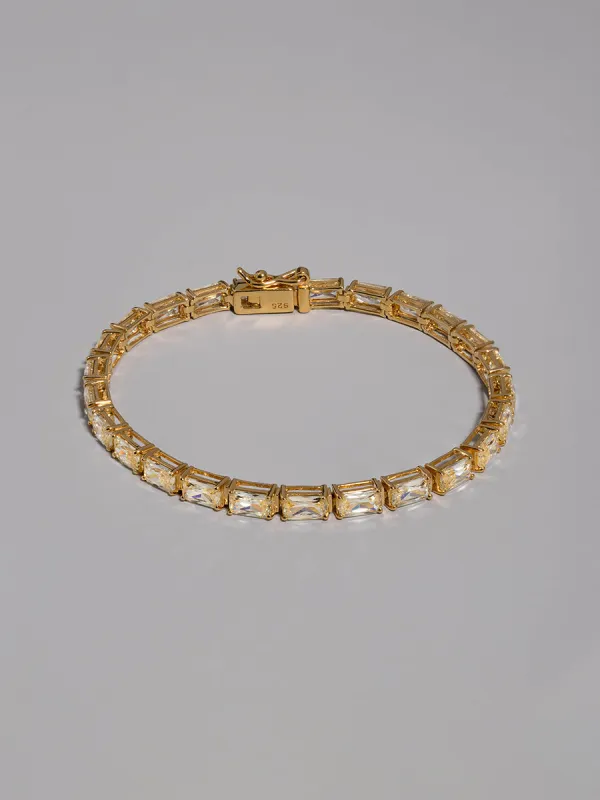 Pave 14K Gold Vermeil Canary Baguette Tennis Bracelet sold by Wanderlust and Co