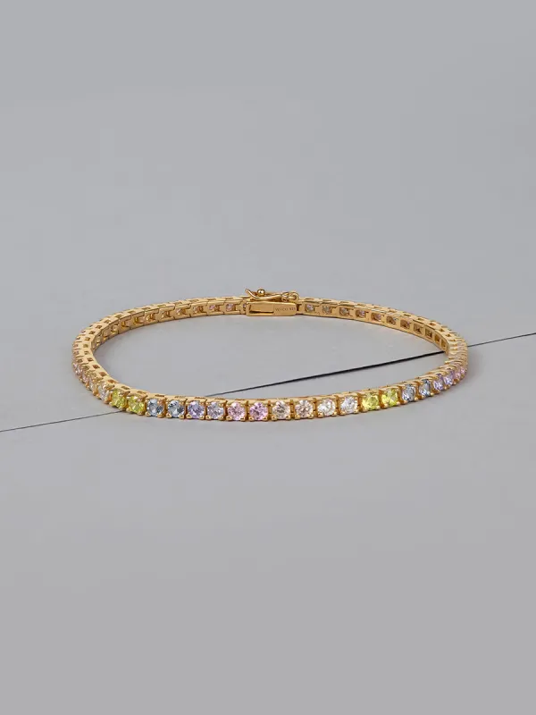 Pave 14K Gold Vermeil Rainbow Tennis Bracelet sold by Wanderlust and Co