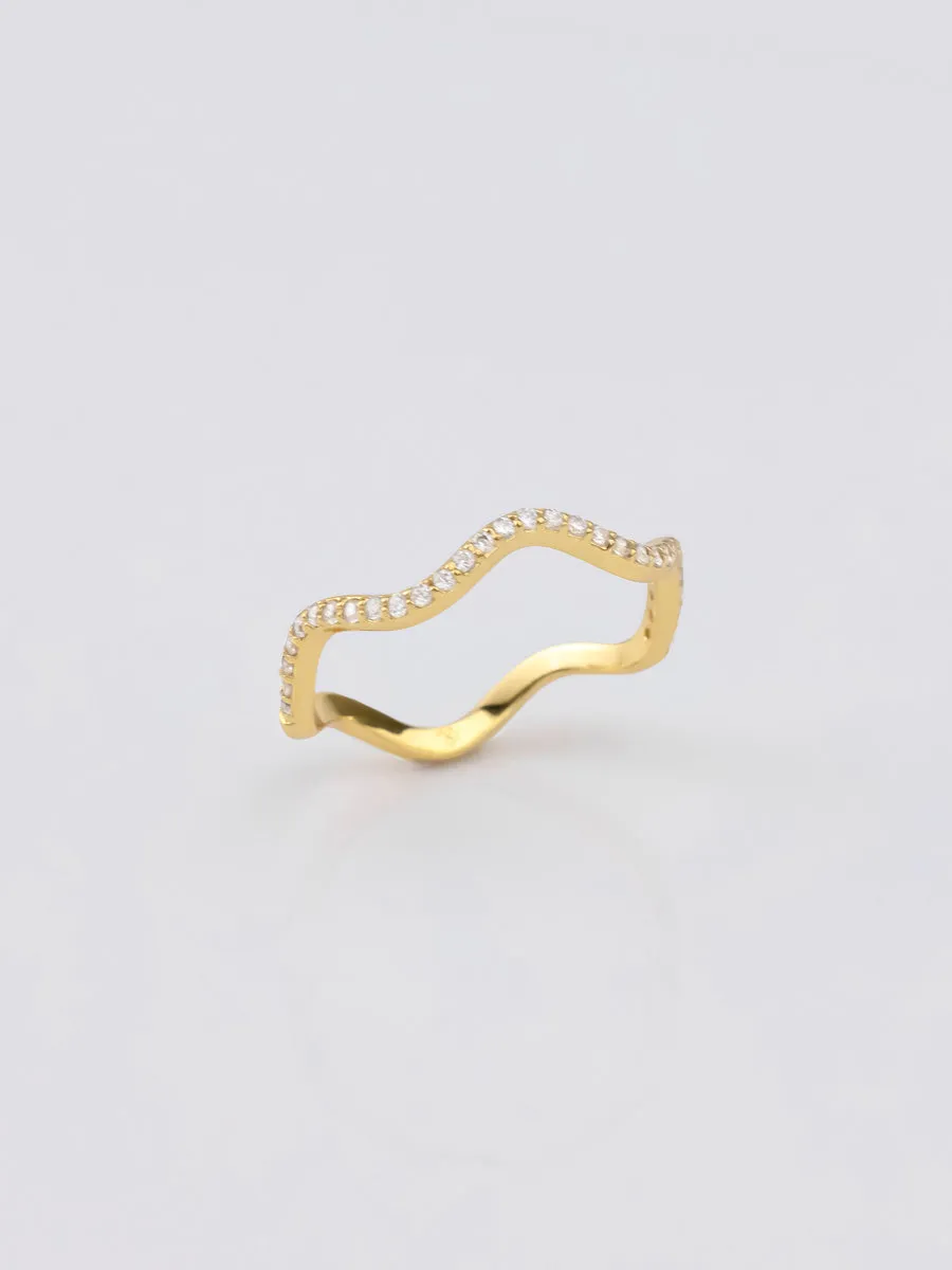 Scallop Petite Pave Gold Ring sold by Wanderlust and Co