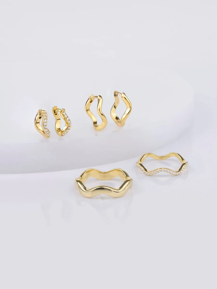 Scallop Petite Pave Gold Ring sold by Wanderlust and Co product image thumbnail 3