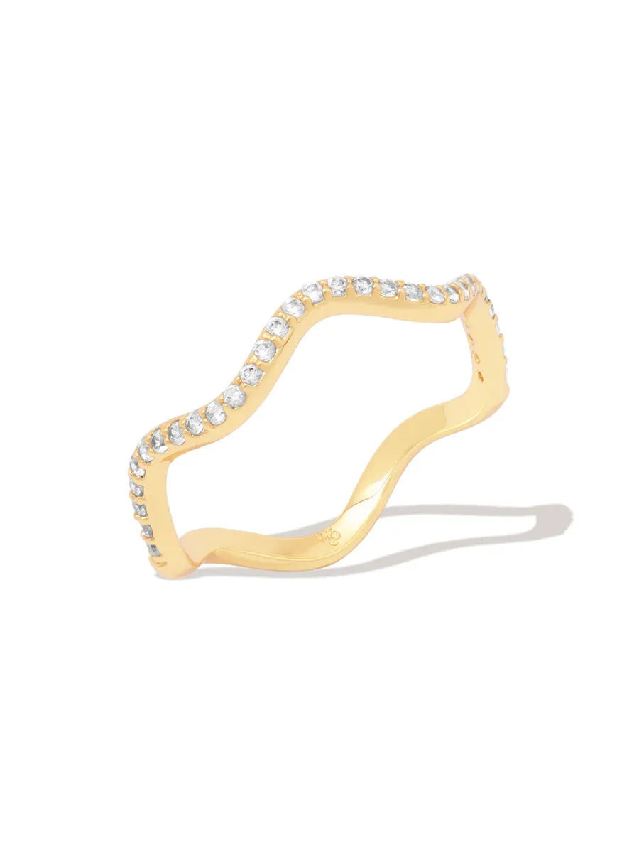 Scallop Petite Pave Gold Ring sold by Wanderlust and Co product image thumbnail 4