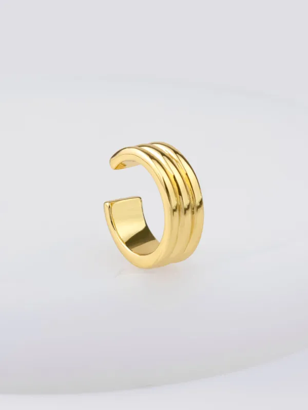 Triple Band Gold Ear Cuff made by Wanderlust and Co
