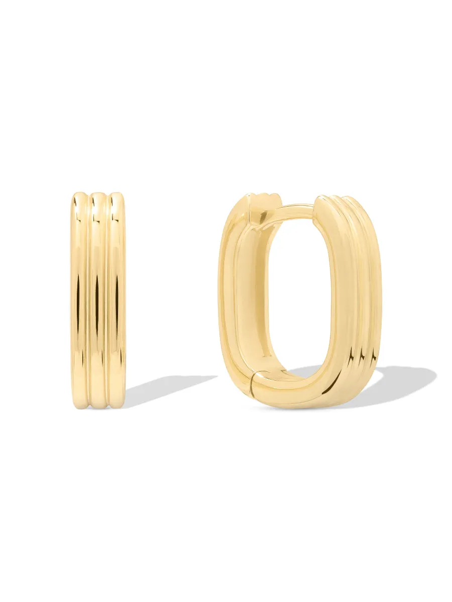 Triple Band Gold 10mm Huggie Earrings sold by Wanderlust and Co product image thumbnail 4