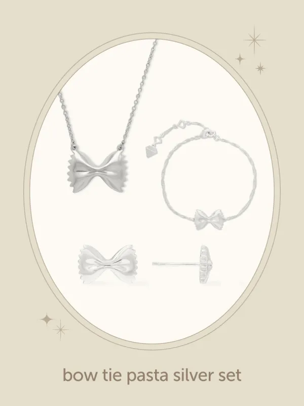 Bow Tie Pasta Silver Set sold by Wanderlust and Co