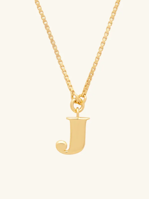 14K Gold Vermeil Bezel Initial Necklace With Classic Box Chain sold by Wanderlust and Co