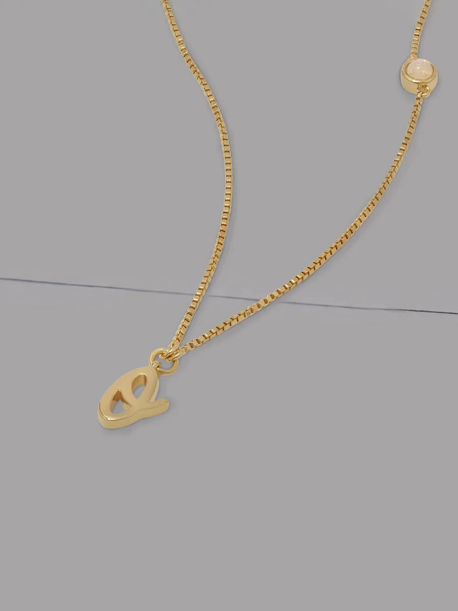 14K Gold Vermeil Bezel Initial Necklace With Classic Box Chain sold by Wanderlust and Co product image thumbnail 5