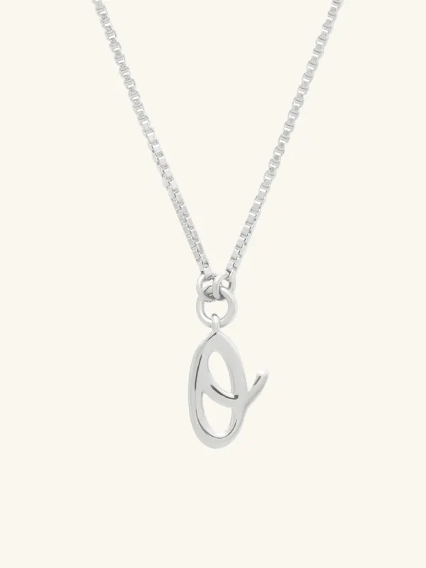Sterling Silver Bezel Initial Necklace With Classic Box Chain sold by Wanderlust and Co