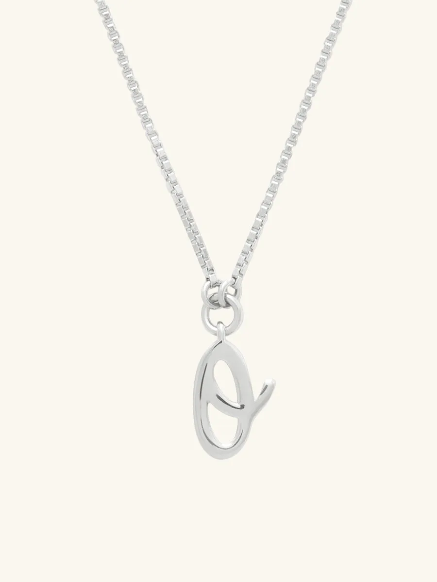 Sterling Silver Bezel Initial Necklace With Classic Box Chain sold by Wanderlust and Co