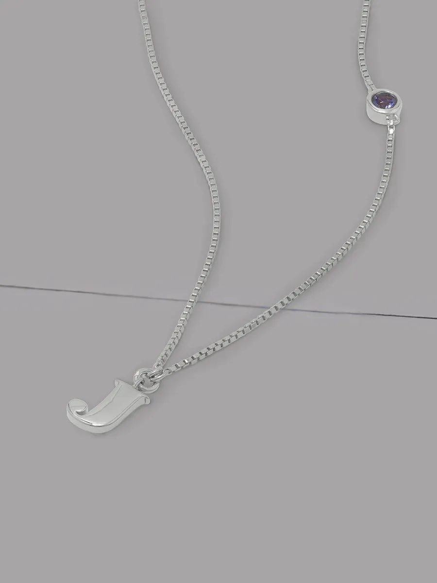 Sterling Silver Bezel Initial Necklace With Classic Box Chain sold by Wanderlust and Co product image thumbnail 4