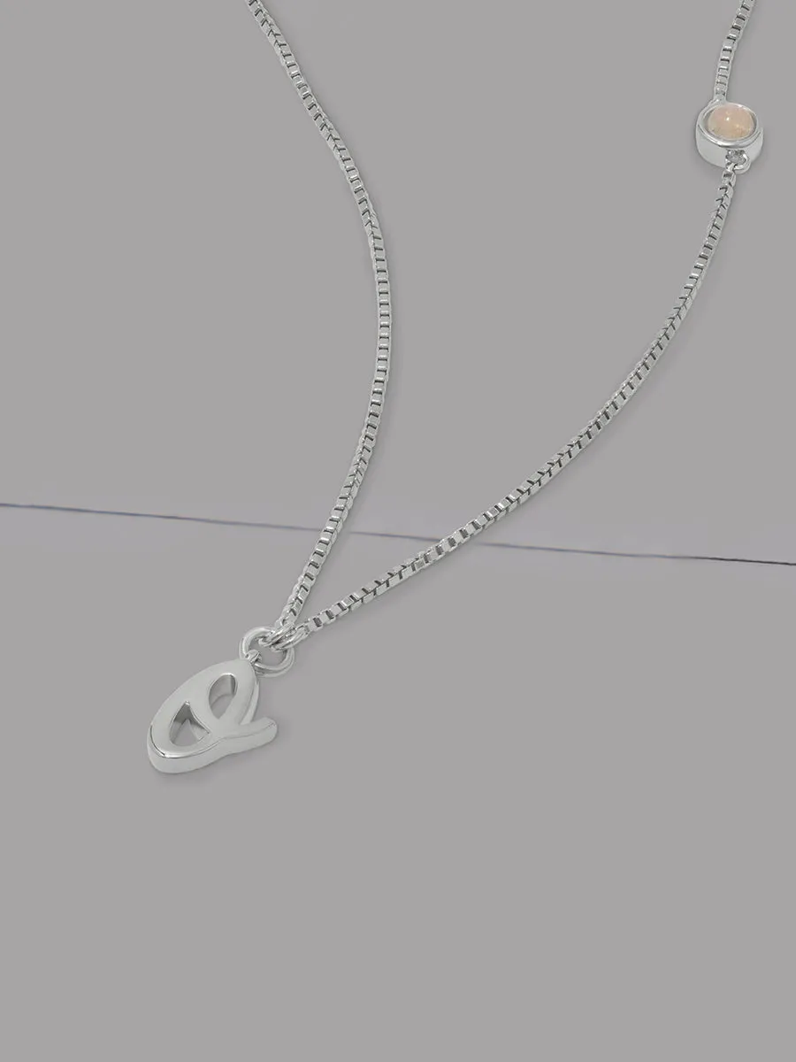 Sterling Silver Bezel Initial Necklace With Classic Box Chain sold by Wanderlust and Co product image thumbnail 3
