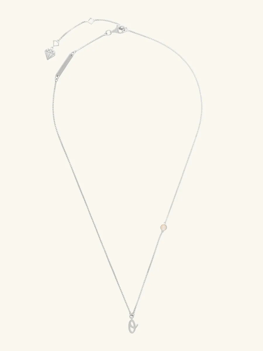 Sterling Silver Bezel Initial Necklace With Classic Box Chain sold by Wanderlust and Co product image thumbnail 5