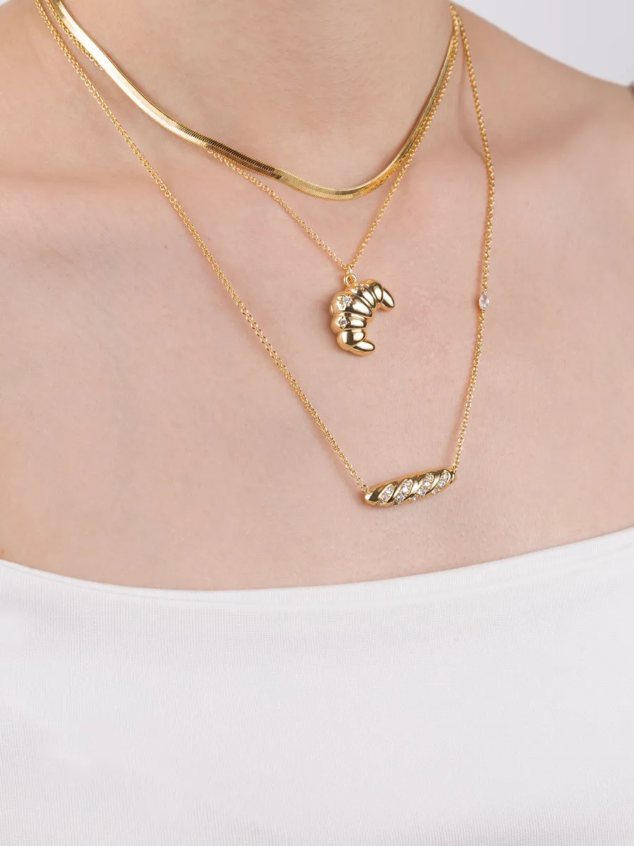 Baguette Pave Gold Necklace sold by Wanderlust and Co product image thumbnail 2