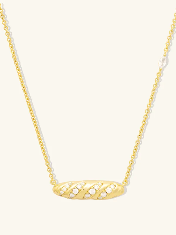 Baguette Pave Gold Necklace sold by Wanderlust and Co