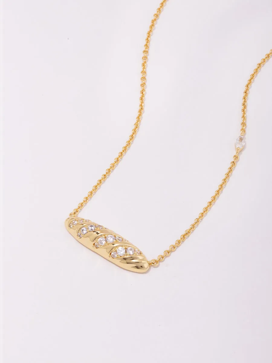 Baguette Pave Gold Necklace sold by Wanderlust and Co product image thumbnail 4