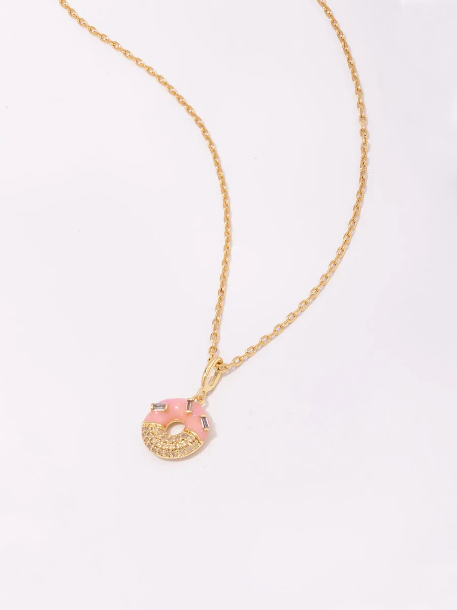 Donut Strawberry Glazed Gold Necklace sold by Wanderlust and Co product image thumbnail 4