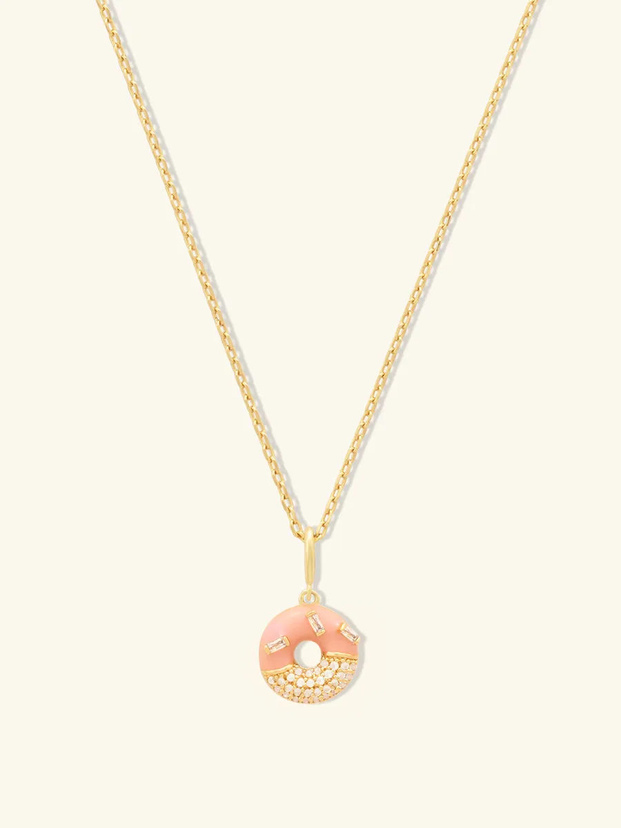 Donut Strawberry Glazed Gold Necklace sold by Wanderlust and Co