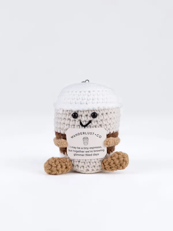 W+Co Coffee Cup Crochet Bag Charm sold by Wanderlust and Co