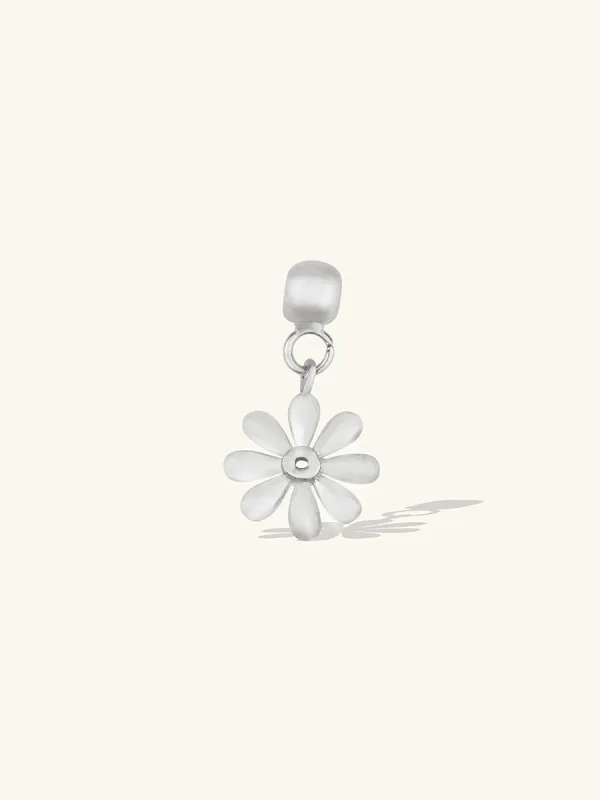 Daisy Silver Drop Charm sold by Wanderlust and Co