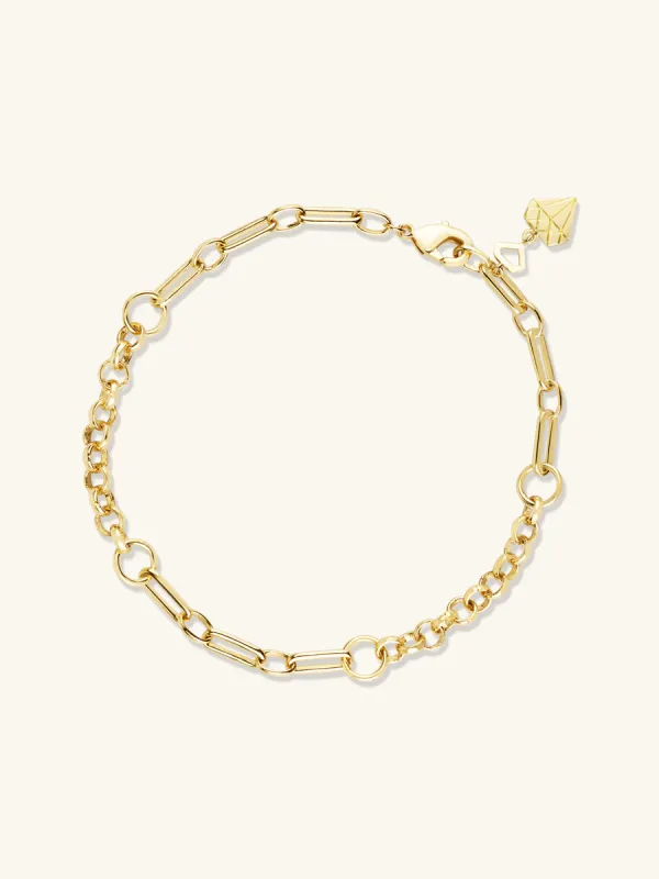 Mixed Chain Gold Bracelet sold by Wanderlust and Co