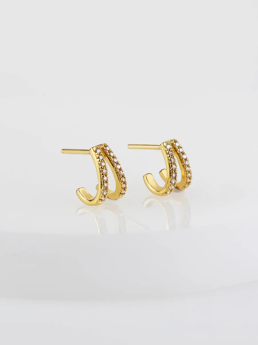 Pave V Gold Stud Earrings sold by Wanderlust and Co product image thumbnail 3