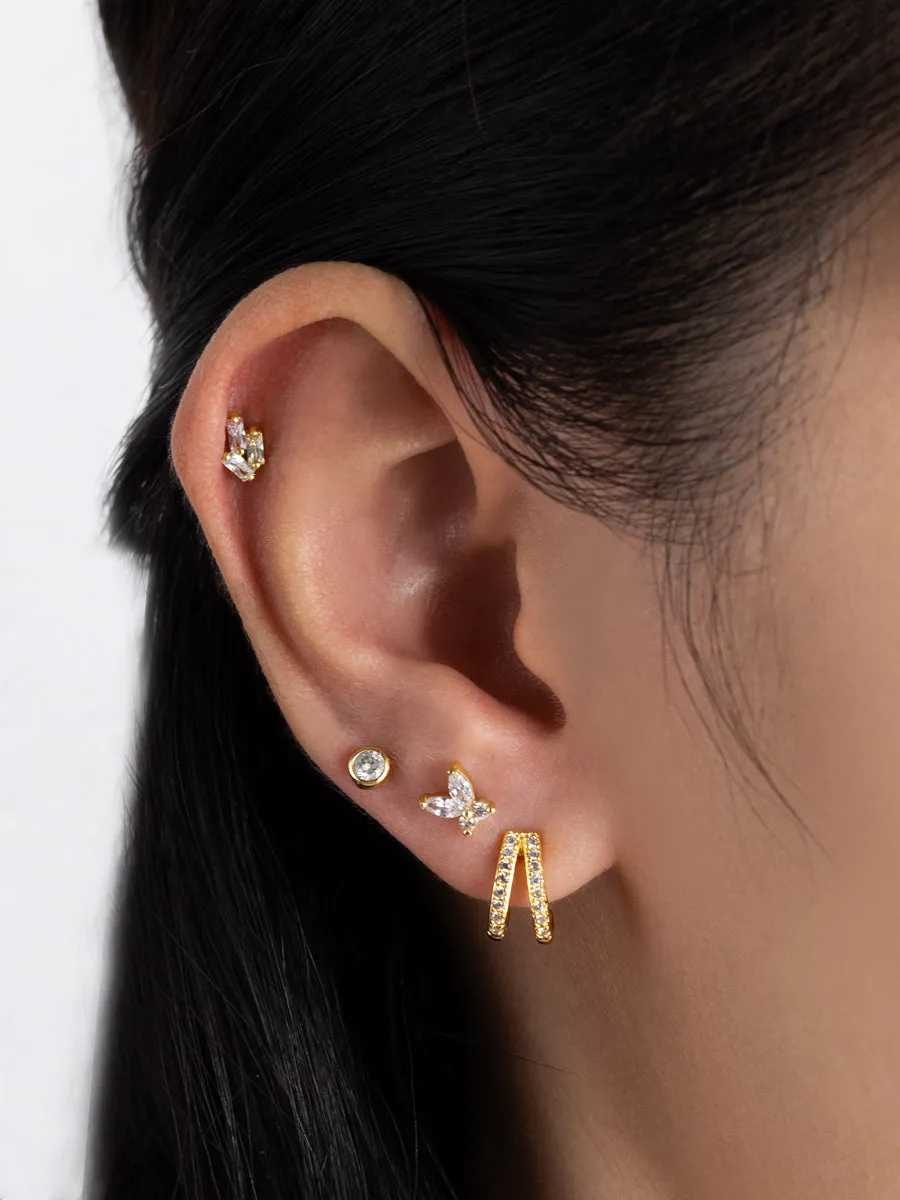 Pave V Gold Stud Earrings sold by Wanderlust and Co product image thumbnail 2