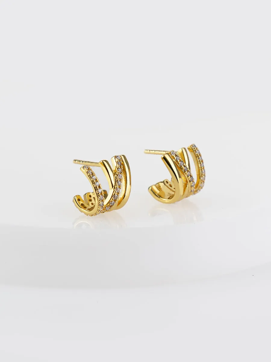 Double Pave V Gold Stud Earrings sold by Wanderlust and Co product image thumbnail 3