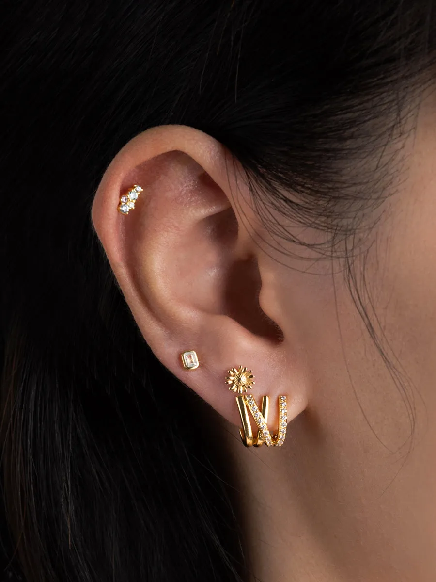 Double Pave V Gold Stud Earrings sold by Wanderlust and Co product image thumbnail 2