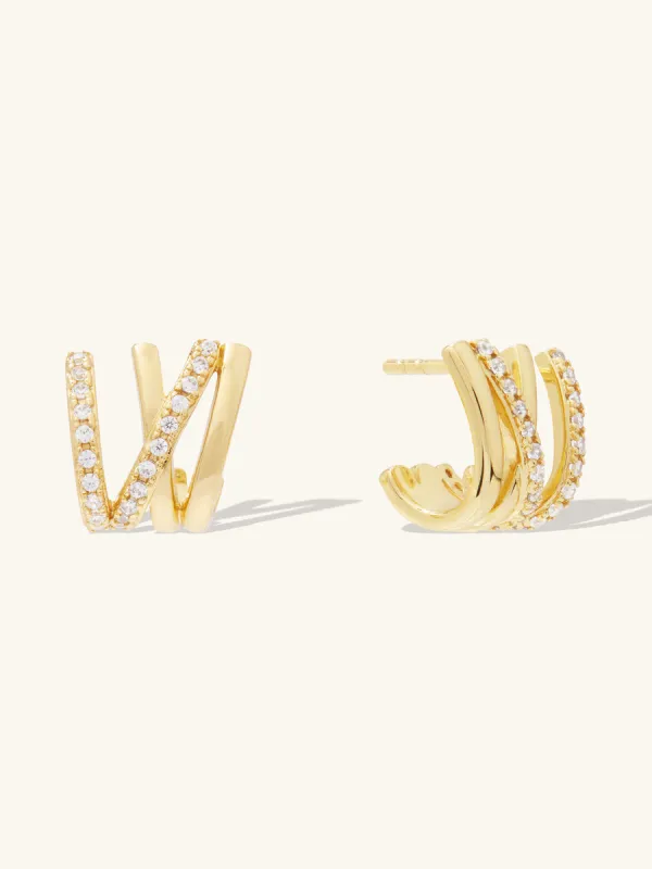 Double Pave V Gold Stud Earrings sold by Wanderlust and Co