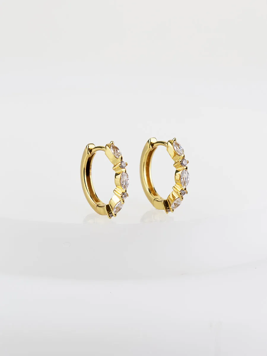 Marquise Pave Gold 11mm Huggie Earrings sold by Wanderlust and Co product image thumbnail 3