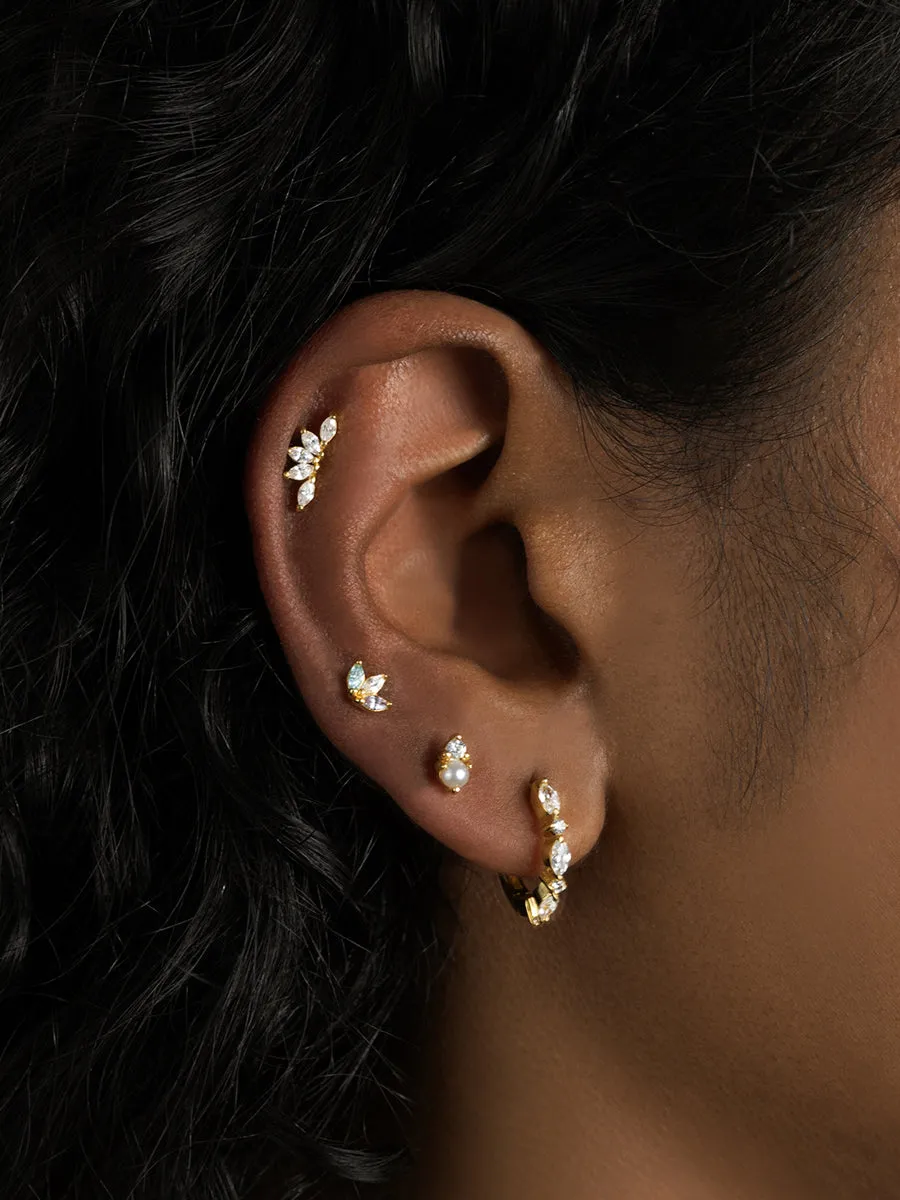 Marquise Pave Gold 11mm Huggie Earrings sold by Wanderlust and Co product image thumbnail 2