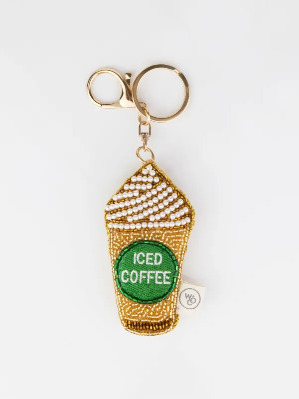 Beaded Iced Coffee Bag Charm made by Wanderlust and Co