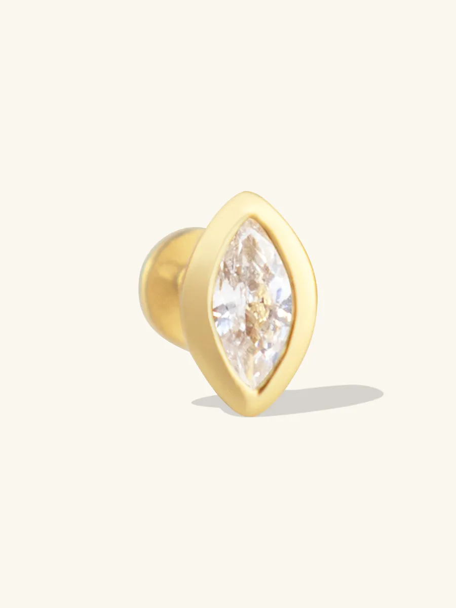 Marquise Bezel Gold Flat Back Earring sold by Wanderlust and Co product image thumbnail 5