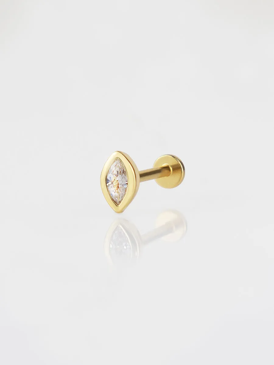 Marquise Bezel Gold Flat Back Earring sold by Wanderlust and Co product image thumbnail 4