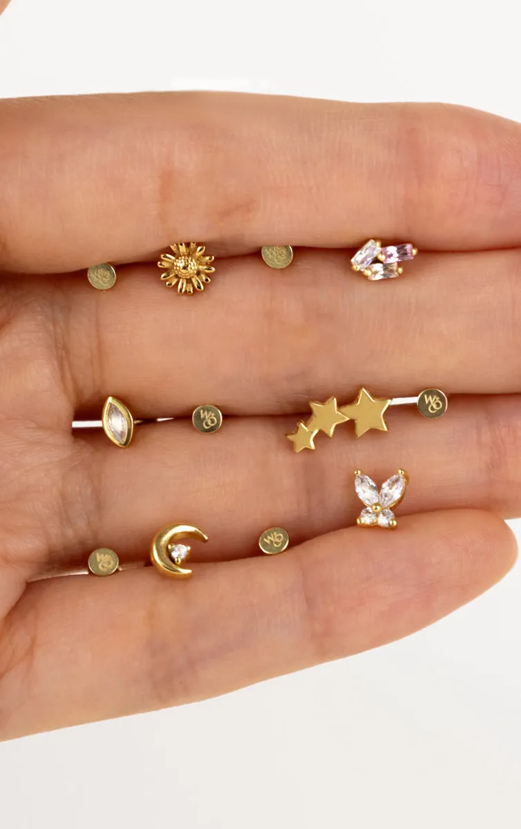 Flutter Diamante Gold Flat Back Earring sold by Wanderlust and Co product image thumbnail 3