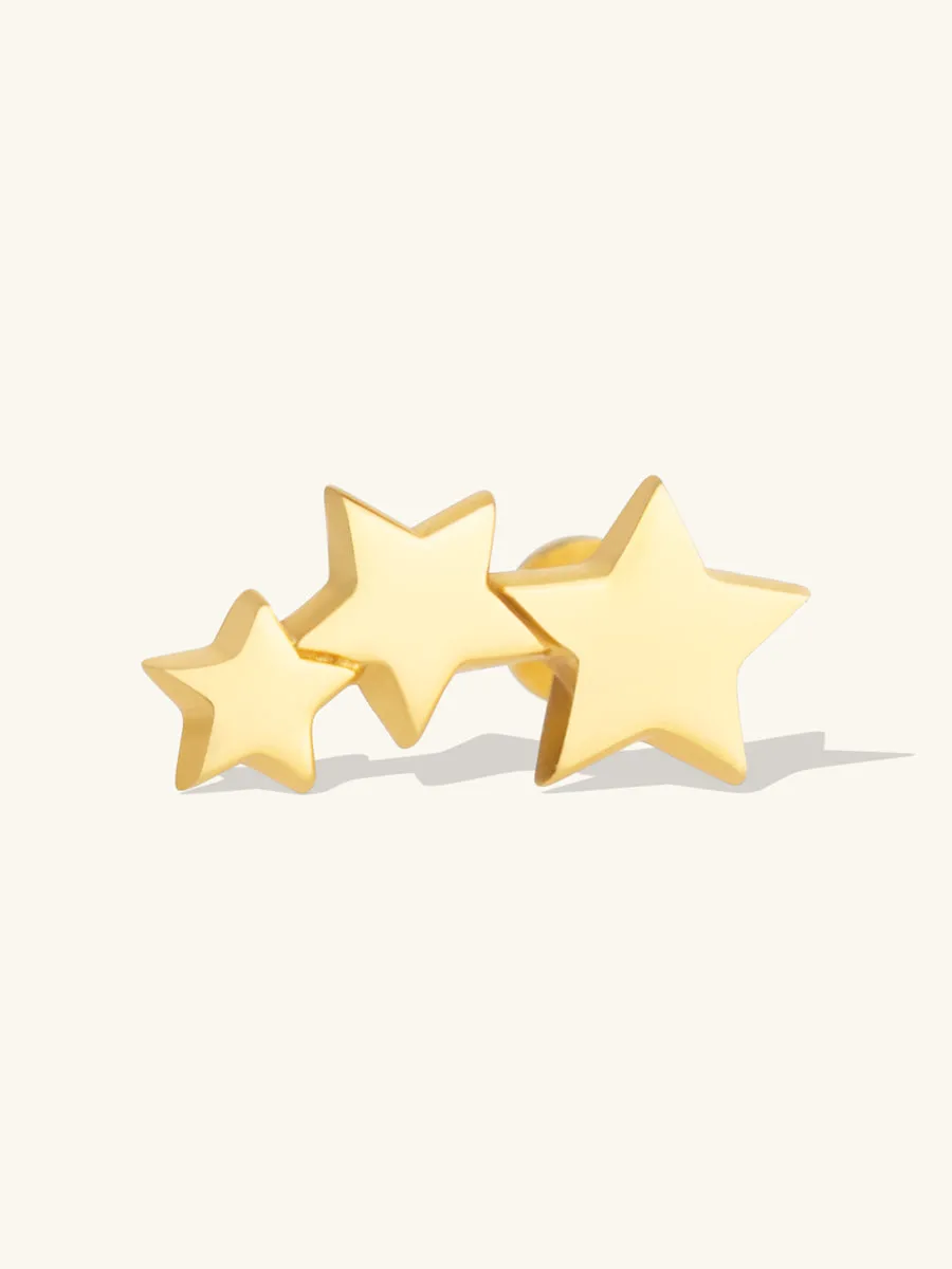 Trio Stars Gold Flat Back Earring sold by Wanderlust and Co product image thumbnail 5