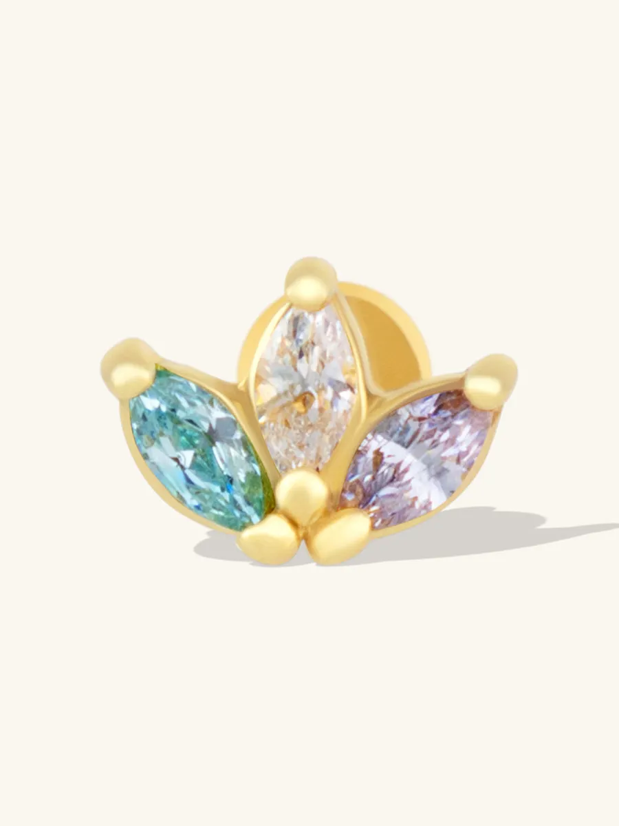 Trio Marquise Rainbow & Gold Flat Back Earring sold by Wanderlust and Co product image thumbnail 5