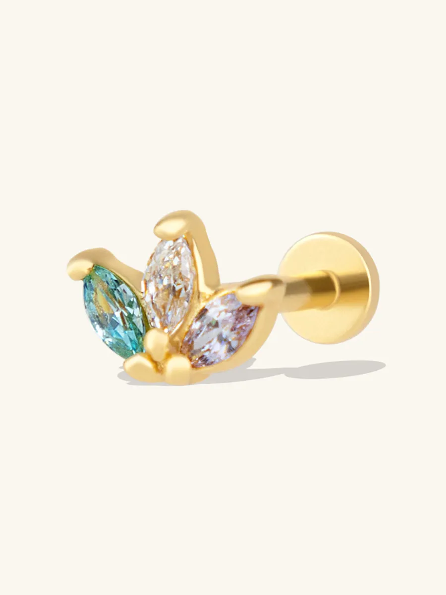 Trio Marquise Rainbow & Gold Flat Back Earring sold by Wanderlust and Co