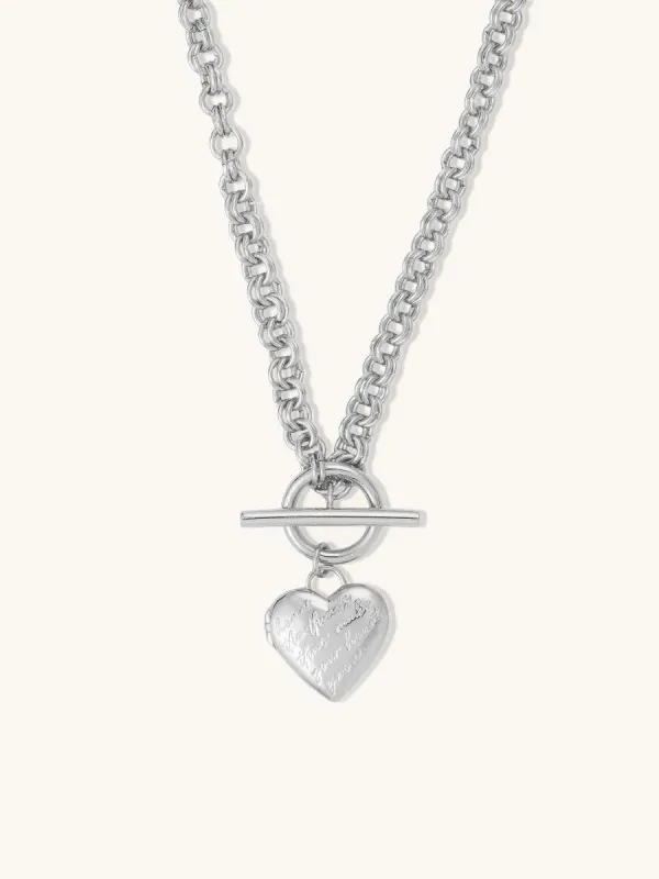 Honor Heart Mantra Silver Locket Necklace made by Wanderlust and Co